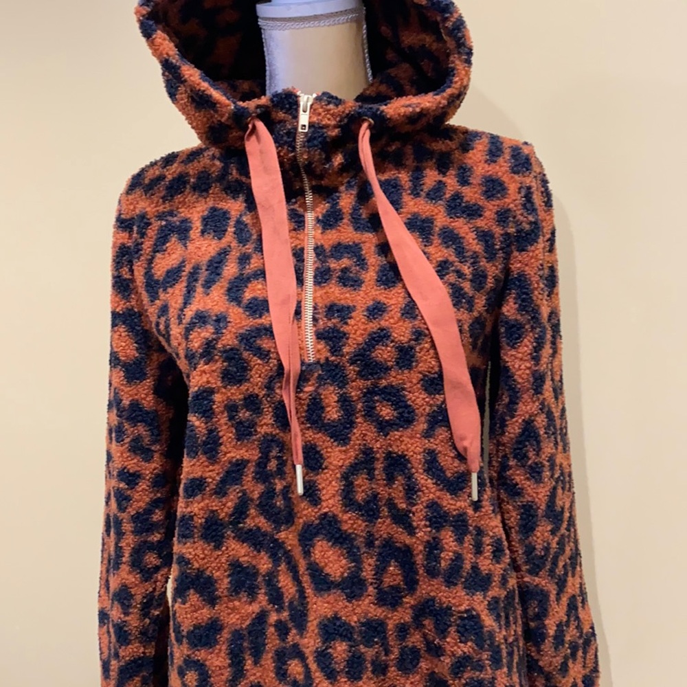 LOFT Leopard Print Sherpa Hoodie - Picture 8 of 11